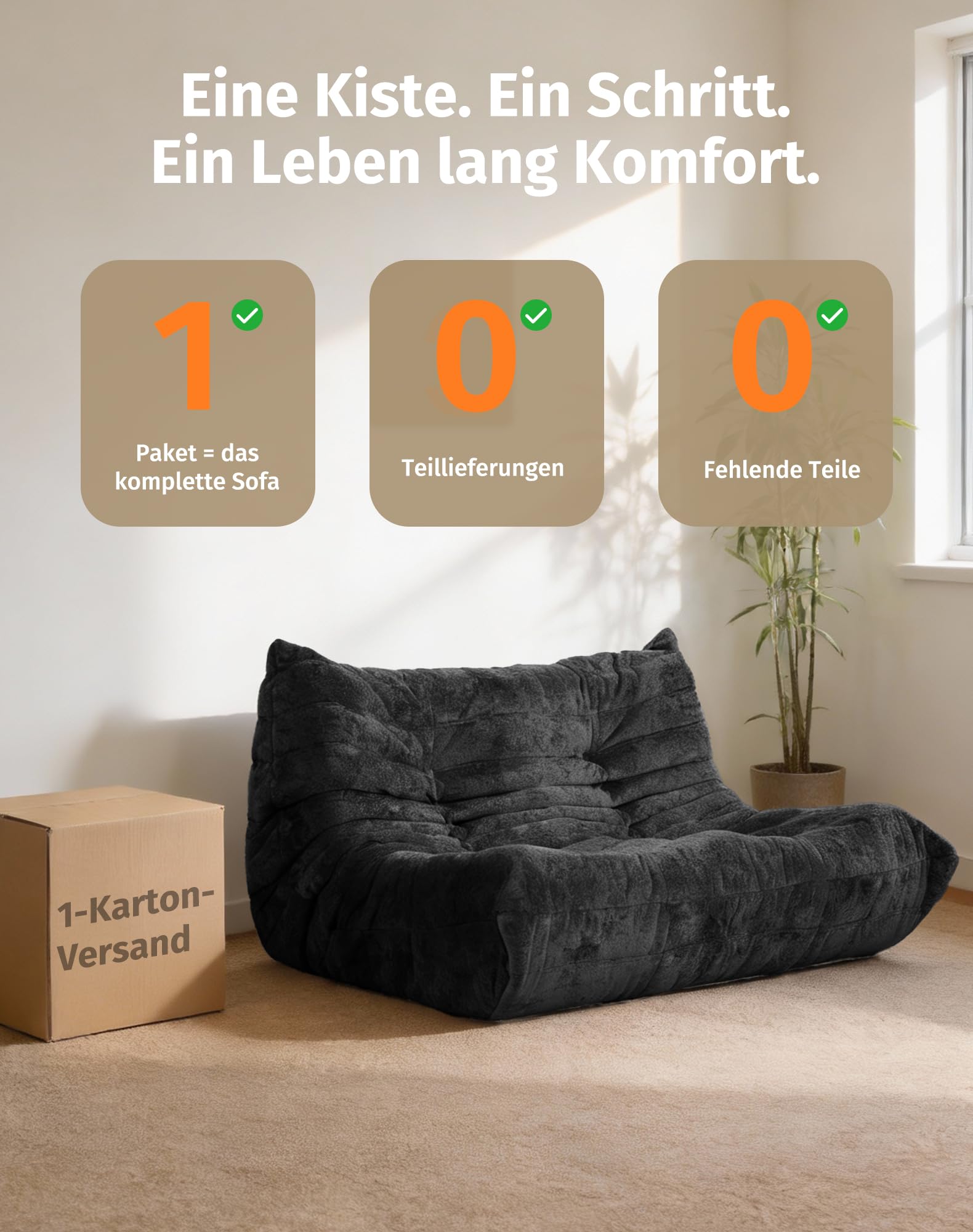 Upvilla Boneless Schaumstoff Couch – bequemes Bodensofa Mit Ergonomischem Design, Ohne Montage, Sitzsack Sofa für Wohnzimmer, Schlafzimmer, Apartment,Gaming & Büro