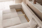 GREKPOL Sofa mit Schlaffunktion 145x248 - Beige Ecksofa mit Schlaffunktion und Bettkasten - Sofa 3 Sitzer - Schlafsofa - Couch - Schlafsofa mit Bettkasten