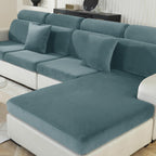 Ystyle Sofa Sitzkissenbezug Stretch, Elastischer Samt Sofa Sitzbezug rutschfest, Universal Sofaschoner Sitzfläche Waschbare, Sofakissen Bezug Wohnzimmer Sitzbank Bezug (1 Sitzer, Graublau)