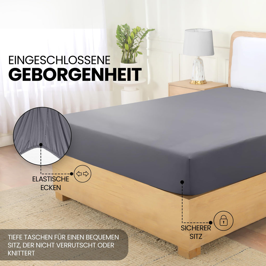 Utopia Bedding - Spannbettlaken 180x200cm - Grau - Gebürstete Polyester-Mikrofaser Spannbetttuch - 35 cm Tiefe Tasche