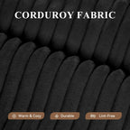 Hawthyhome Sofa mit Schlaffunktion rahmenloses Ecksofa L-Form Couch Installation-Free Cordstoff Ecksofa mit Links-Chaiselongue für Wohnzimmer 3 sitzer 264x177x59cm Schwarz