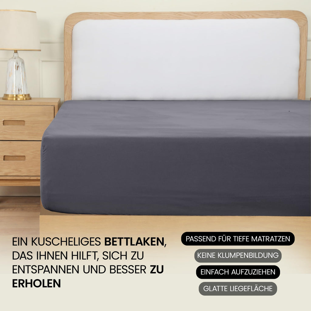 Utopia Bedding - Spannbettlaken 180x200cm - Grau - Gebürstete Polyester-Mikrofaser Spannbetttuch - 35 cm Tiefe Tasche