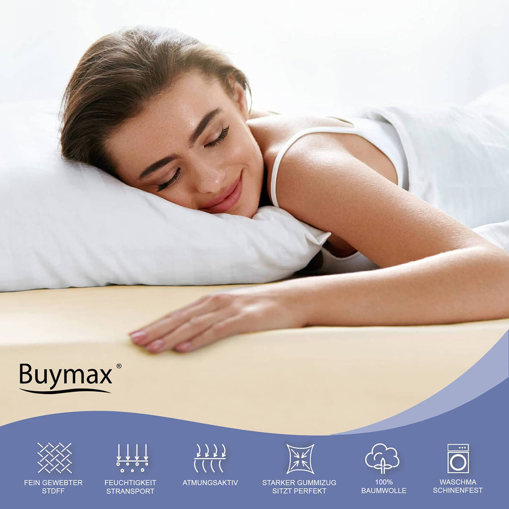 Buymax Spannbettlaken 90x200cm Baumwolle 100% Spannbetttuch Bettlaken Jersey, Matratzenhöhe bis 25 cm, Farbe Anthrazit-Grau