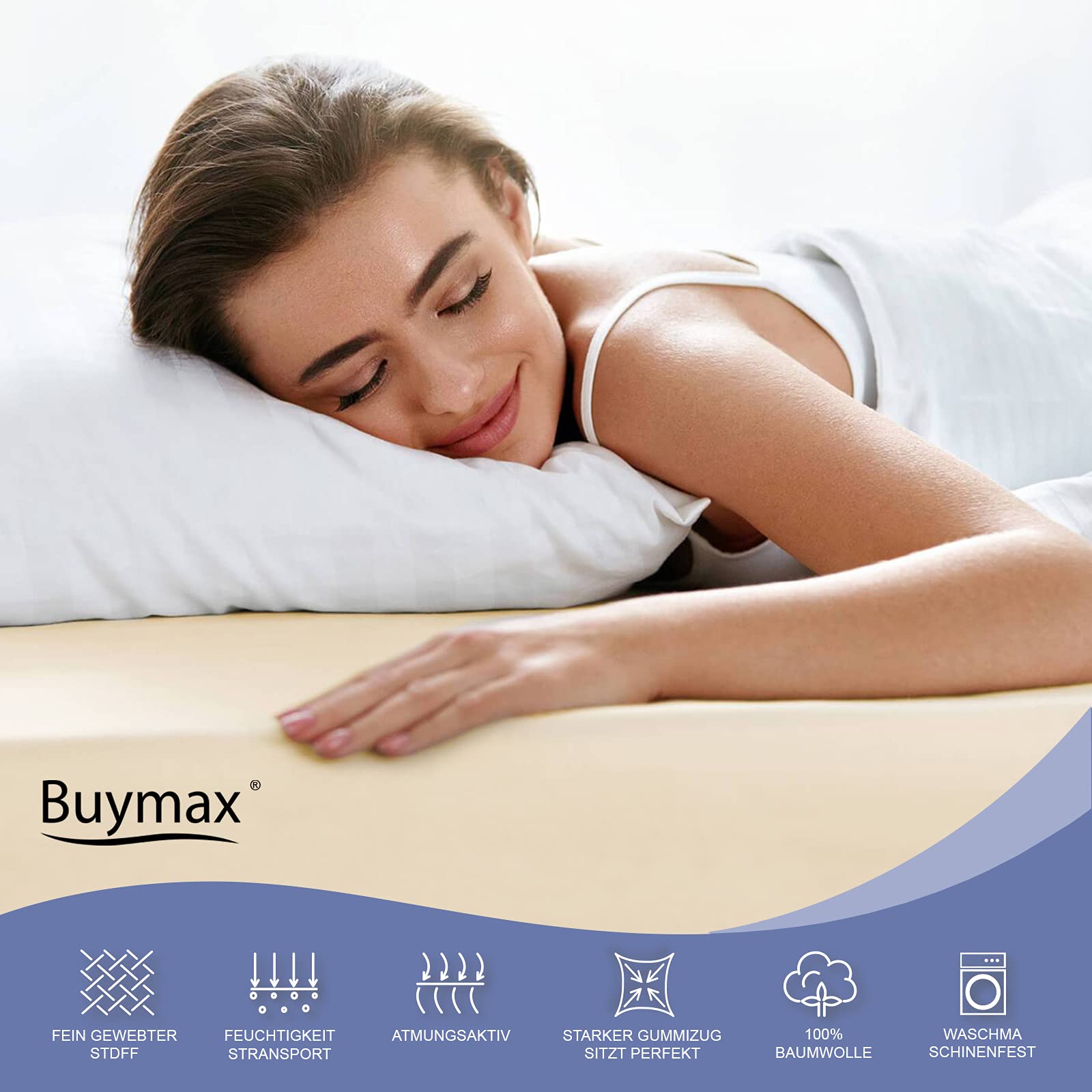 Buymax Spannbettlaken 90x200cm Baumwolle 100% Spannbetttuch Bettlaken Jersey, Matratzenhöhe bis 25 cm, Farbe Anthrazit-Grau