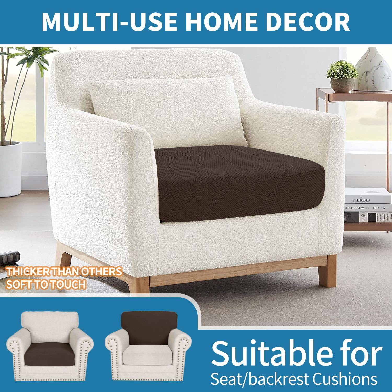 Ystyle Sofa Sitzkissenbezug Stretch, Sofa Sitzbezug, Elastischer Kissenbezüge, Sofa Sitzkissen Sofa Überzug Couch Überzug Schonbezug Sofabezug Sofaschoner (Kaffee, Großer 1 Sitzer)