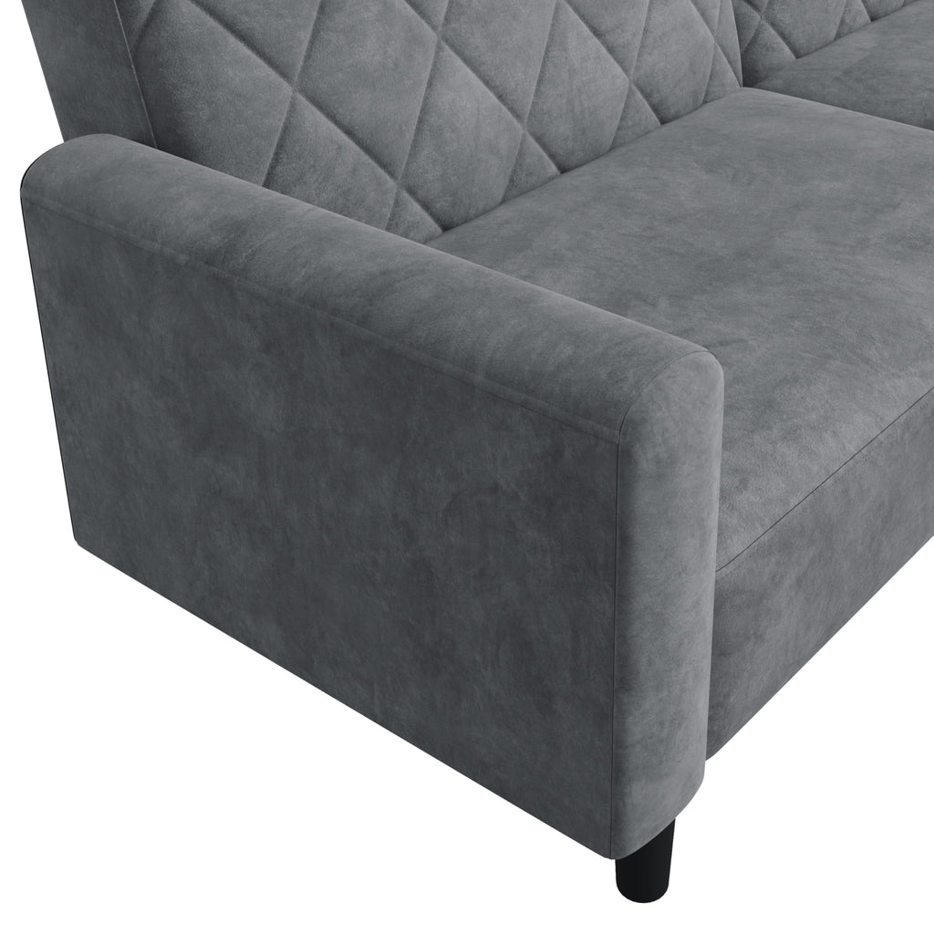 Yaheetech 2 Sitzer Sofa mit Schlaffunktion, 159cm Sofabett aus Samtstoff, Kleine Schlafcouch, 140,5 × 94 cm Liegefläche, für Wohnzimmer/Schlafzimmer, Dunkelgrau