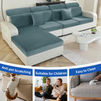 Ystyle Sofa Sitzkissenbezug Stretch, Elastischer Samt Sofa Sitzbezug rutschfest, Universal Sofaschoner Sitzfläche Waschbare, Sofakissen Bezug Wohnzimmer Sitzbank Bezug (1 Sitzer, Graublau)