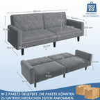 Yaheetech 2 Sitzer Sofa mit Schlaffunktion, 159cm Sofabett aus Samtstoff, Kleine Schlafcouch, 140,5 × 94 cm Liegefläche, für Wohnzimmer/Schlafzimmer, Dunkelgrau