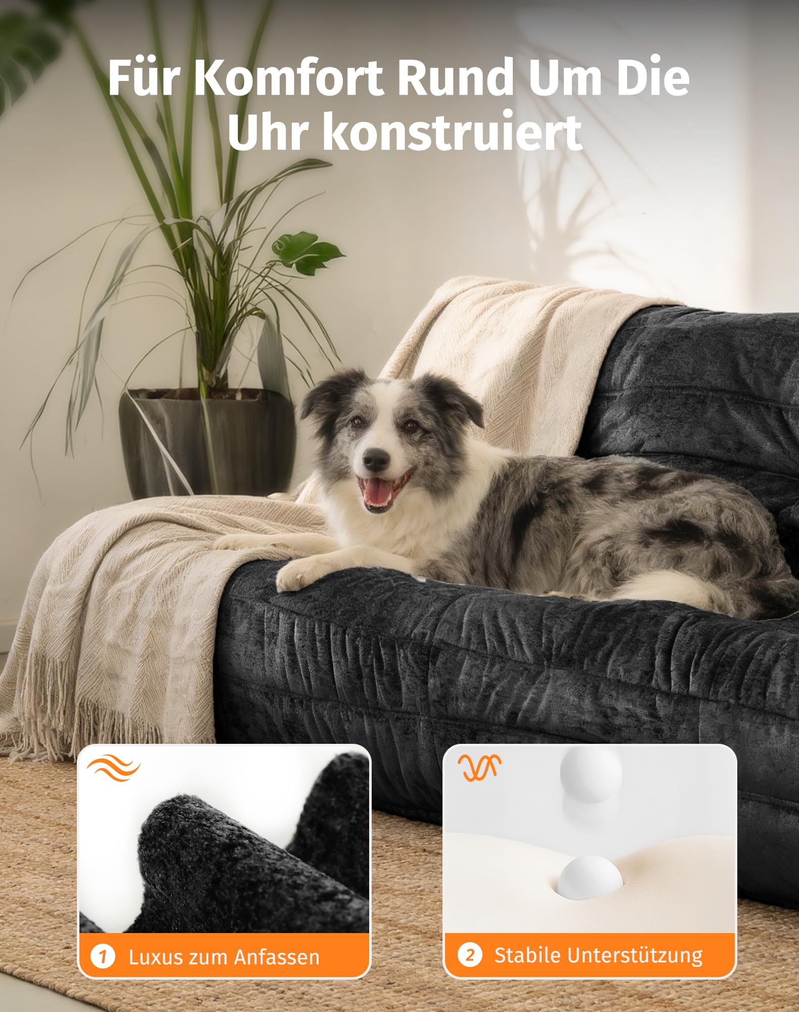 Upvilla Boneless Schaumstoff Couch – bequemes Bodensofa Mit Ergonomischem Design, Ohne Montage, Sitzsack Sofa für Wohnzimmer, Schlafzimmer, Apartment,Gaming & Büro