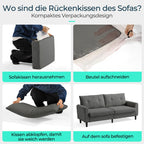 LINSY HOME Sofa 3 Sitzer, 201cm Breit Sofas mit Verstellbarer Sitztiefe, Kleine Sofacouch für Wohnzimmer Schlafzimmer Wohnung Büro
