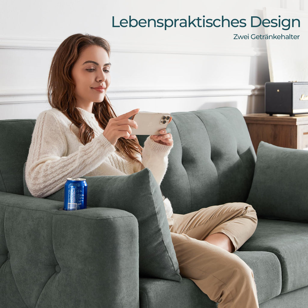 LINSY HOME Ausziehbares Schlafsofa – 2 Sitzer Sofa mit Schlaffunktion, Umwandelbares Sofabett, Schlafcouch mit Memory-Schaum für Wohnzimmer, Wohnungen und Kleine Räume