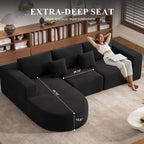Hawthyhome Sofa mit Schlaffunktion rahmenloses Ecksofa L-Form Couch Installation-Free Cordstoff Ecksofa mit Links-Chaiselongue für Wohnzimmer 3 sitzer 264x177x59cm Schwarz