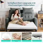 LINSY HOME Ausziehbares Schlafsofa – 2 Sitzer Sofa mit Schlaffunktion, Umwandelbares Sofabett, Schlafcouch mit Memory-Schaum für Wohnzimmer, Wohnungen und Kleine Räume