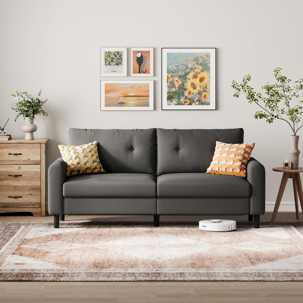 LINSY HOME Sofa 3 Sitzer, 201cm Breit Sofas mit Verstellbarer Sitztiefe, Kleine Sofacouch für Wohnzimmer Schlafzimmer Wohnung Büro