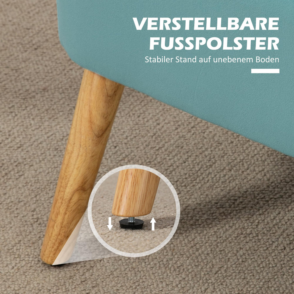 HOMCOM Sofa 2 Sitzer Couch, Kleine Loveseat mit Samt-Optik Modern Polstersofa für Wohnzimmer, Schlafzimmer, kleinen Raum, Grün 117 x 56,5 x 77 cm