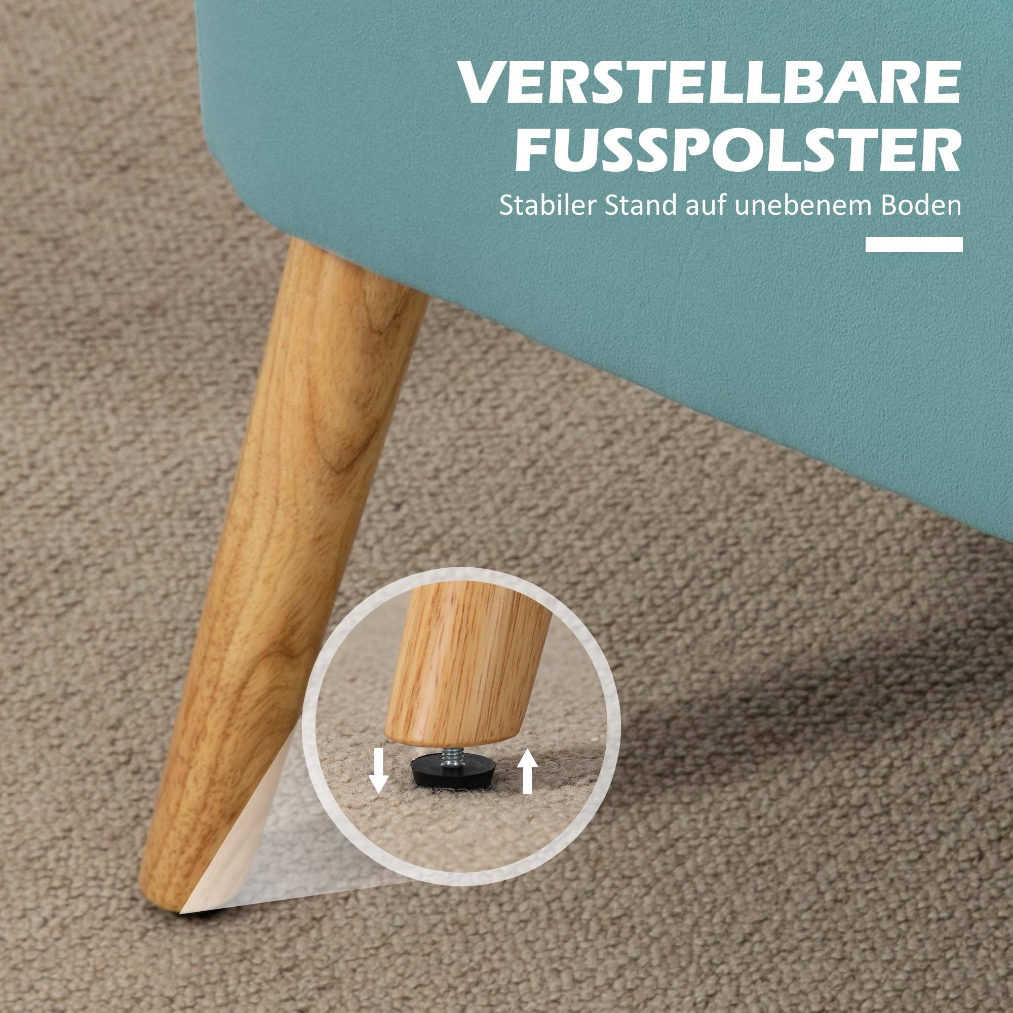 HOMCOM Sofa 2 Sitzer Couch, Kleine Loveseat mit Samt-Optik Modern Polstersofa für Wohnzimmer, Schlafzimmer, kleinen Raum, Grün 117 x 56,5 x 77 cm