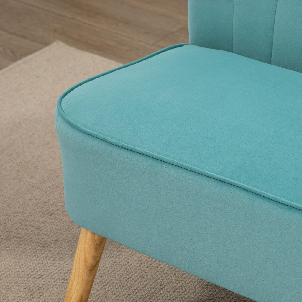 HOMCOM Sofa 2 Sitzer Couch, Kleine Loveseat mit Samt-Optik Modern Polstersofa für Wohnzimmer, Schlafzimmer, kleinen Raum, Grün 117 x 56,5 x 77 cm