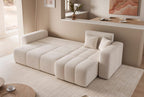 GREKPOL Sofa mit Schlaffunktion 145x248 - Beige Ecksofa mit Schlaffunktion und Bettkasten - Sofa 3 Sitzer - Schlafsofa - Couch - Schlafsofa mit Bettkasten