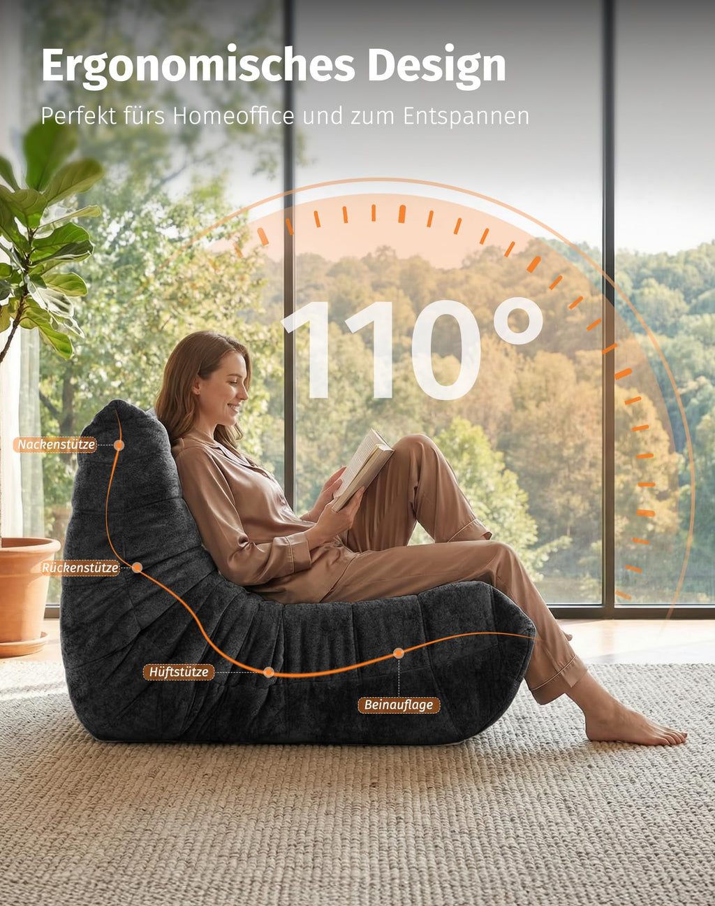 Upvilla Boneless Schaumstoff Couch – bequemes Bodensofa Mit Ergonomischem Design, Ohne Montage, Sitzsack Sofa für Wohnzimmer, Schlafzimmer, Apartment,Gaming & Büro
