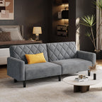 Yaheetech 2 Sitzer Sofa mit Schlaffunktion, 159cm Sofabett aus Samtstoff, Kleine Schlafcouch, 140,5 × 94 cm Liegefläche, für Wohnzimmer/Schlafzimmer, Dunkelgrau