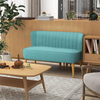 HOMCOM Sofa 2 Sitzer Couch, Kleine Loveseat mit Samt-Optik Modern Polstersofa für Wohnzimmer, Schlafzimmer, kleinen Raum, Grün 117 x 56,5 x 77 cm